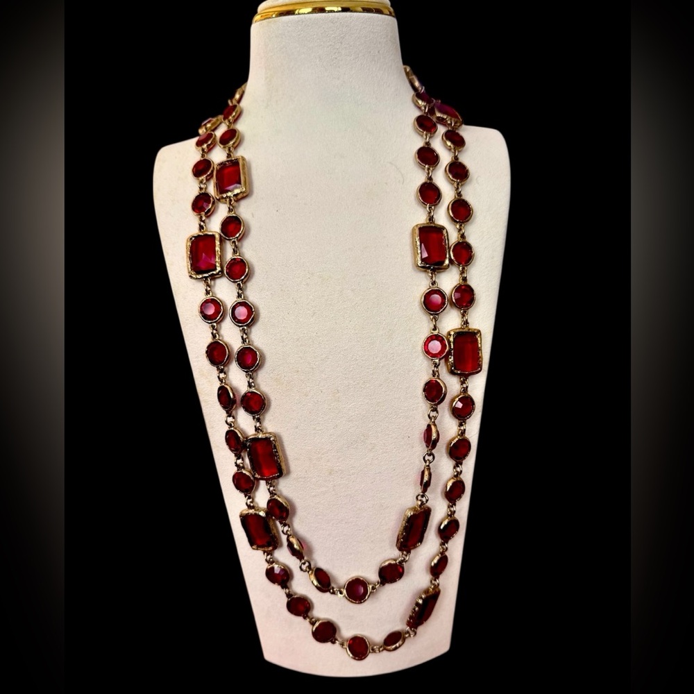 1981 Vintage Chanel Chicklet  Necklace in Red